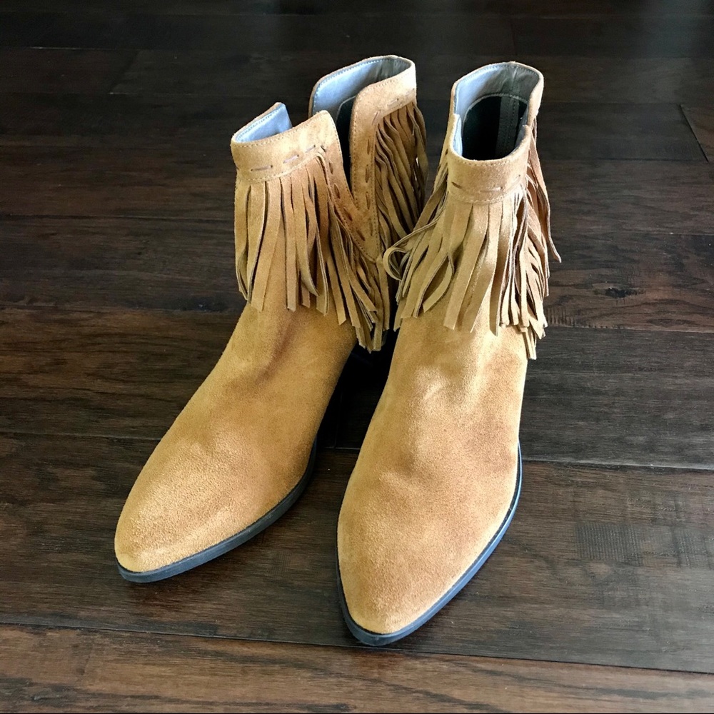 Bella Vita "Tex" Block Heel Suede Fringe Bootie Size 10